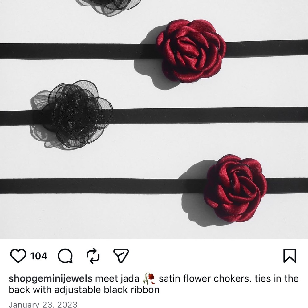 Gemini Jewels Black Rose Choker - Picture 3 of 5